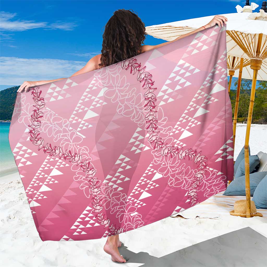 Hawaii Rose Pink Kapa Sarong Vintage 'Ohe Kāpala Motifs Mix Plumeria Leis LT7 One Size 44 x 66 inches Rose Pink - Polynesian Pride