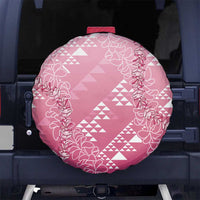 Hawaii Rose Pink Kapa Spare Tire Cover Vintage 'Ohe Kāpala Motifs Mix Plumeria Leis LT7 No hole Rose Pink - Polynesian Pride