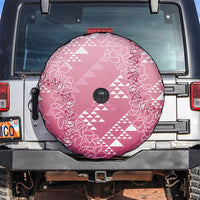 Hawaii Rose Pink Kapa Spare Tire Cover Vintage 'Ohe Kāpala Motifs Mix Plumeria Leis LT7 Rose Pink - Polynesian Pride