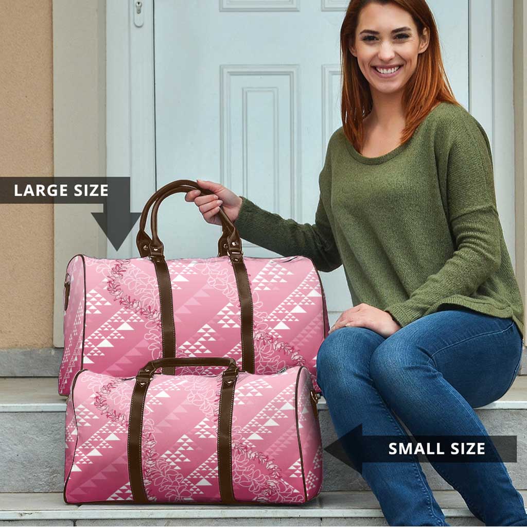 Hawaii Rose Pink Kapa Travel Bag Vintage 'Ohe Kāpala Motifs Mix Plumeria Leis LT7 - Polynesian Pride