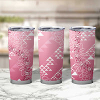 Hawaii Rose Pink Kapa Tumbler Cup Vintage 'Ohe Kāpala Motifs Mix Plumeria Leis LT7 - Polynesian Pride