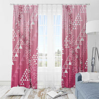 Hawaii Rose Pink Kapa Window Curtain Vintage 'Ohe Kāpala Motifs Mix Plumeria Leis LT7 - Polynesian Pride
