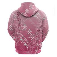 Hawaii Rose Pink Kapa Zip Hoodie Vintage 'Ohe Kāpala Motifs Mix Plumeria Leis LT7 - Polynesian Pride