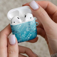 Hawaii Turquoise Kapa AirPods Case Vintage 'Ohe Kāpala Motifs Mix Plumeria Leis LT7 - Polynesian Pride