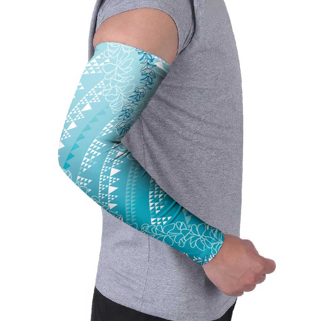 Hawaii Turquoise Kapa Arm Sleeves Vintage 'Ohe Kāpala Motifs Mix Plumeria Leis LT7 - Polynesian Pride