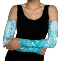 Hawaii Turquoise Kapa Arm Sleeves Vintage 'Ohe Kāpala Motifs Mix Plumeria Leis LT7 - Polynesian Pride
