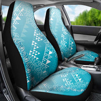 Hawaii Turquoise Kapa Car Seat Cover Vintage 'Ohe Kāpala Motifs Mix Plumeria Leis LT7 - Polynesian Pride