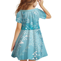 Hawaii Turquoise Kapa Family Matching Mermaid Dress and Hawaiian Shirt Vintage 'Ohe Kāpala Motifs Mix Plumeria Leis LT7 - Polynesian Pride