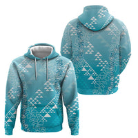 Hawaii Turquoise Kapa Hoodie Vintage 'Ohe Kāpala Motifs Mix Plumeria Leis LT7 - Polynesian Pride