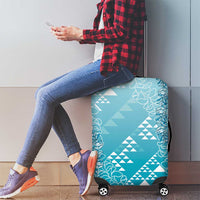Hawaii Turquoise Kapa Luggage Cover Vintage 'Ohe Kāpala Motifs Mix Plumeria Leis LT7 - Polynesian Pride