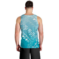 Hawaii Turquoise Kapa Men Tank Top Vintage 'Ohe Kāpala Motifs Mix Plumeria Leis LT7 - Polynesian Pride