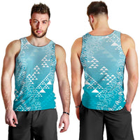 Hawaii Turquoise Kapa Men Tank Top Vintage 'Ohe Kāpala Motifs Mix Plumeria Leis LT7 - Polynesian Pride