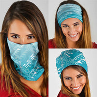 Hawaii Turquoise Kapa Neck Gaiter Vintage 'Ohe Kāpala Motifs Mix Plumeria Leis LT7 - Polynesian Pride