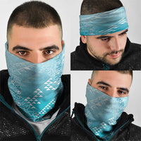 Hawaii Turquoise Kapa Neck Gaiter Vintage 'Ohe Kāpala Motifs Mix Plumeria Leis LT7 - Polynesian Pride