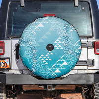Hawaii Turquoise Kapa Spare Tire Cover Vintage 'Ohe Kāpala Motifs Mix Plumeria Leis LT7 Turquoise - Polynesian Pride