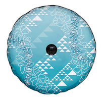 Hawaii Turquoise Kapa Spare Tire Cover Vintage 'Ohe Kāpala Motifs Mix Plumeria Leis LT7 - Polynesian Pride