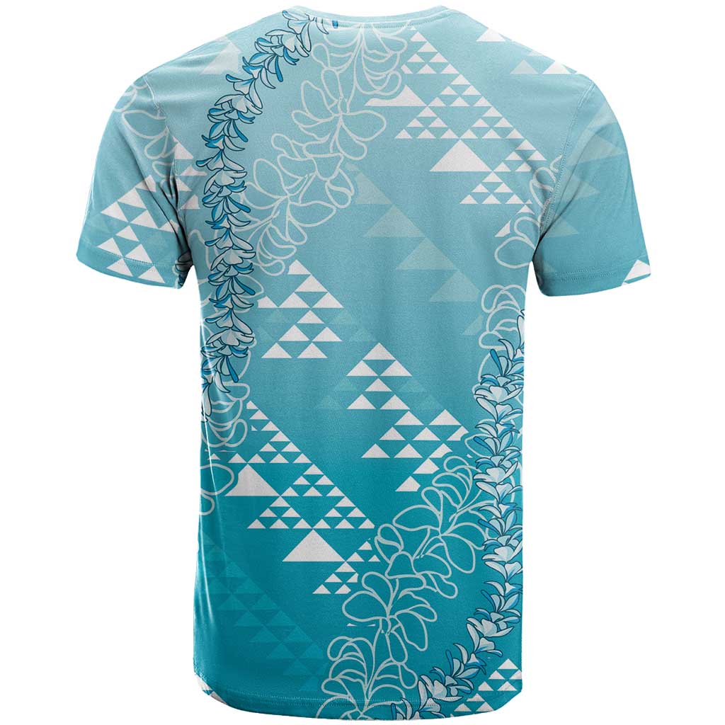Hawaii Turquoise Kapa T Shirt Vintage 'Ohe Kāpala Motifs Mix Plumeria Leis LT7 - Polynesian Pride