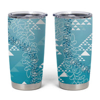 Hawaii Turquoise Kapa Tumbler Cup Vintage 'Ohe Kāpala Motifs Mix Plumeria Leis LT7 Turquoise - Polynesian Pride