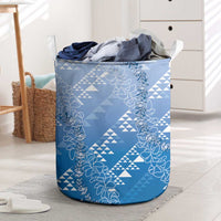 Hawaii Royal Blue Kapa Laundry Basket Vintage 'Ohe Kāpala Motifs Mix Plumeria Leis LT7 Royal Blue - Polynesian Pride
