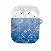 Hawaii Royal Blue Kapa AirPods Case Vintage 'Ohe Kāpala Motifs Mix Plumeria Leis LT7 Royal Blue - Polynesian Pride