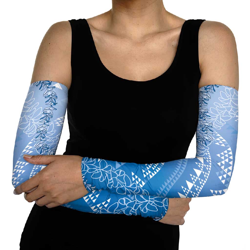Hawaii Royal Blue Kapa Arm Sleeves Vintage 'Ohe Kāpala Motifs Mix Plumeria Leis