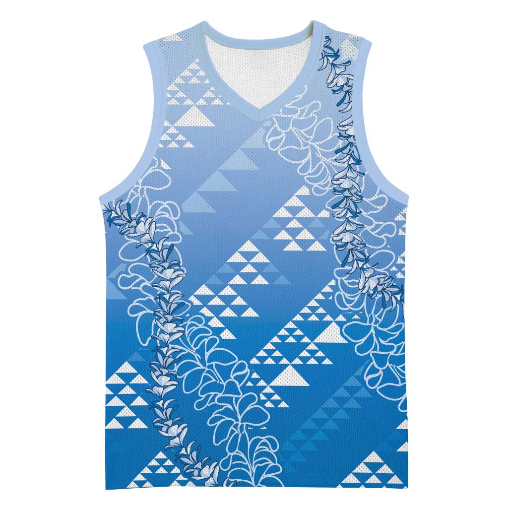 Hawaii Royal Blue Kapa Basketball Jersey Vintage 'Ohe Kāpala Motifs Mix Plumeria Leis LT7 Unisex Royal Blue - Polynesian Pride