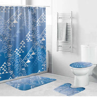 Hawaii Royal Blue Kapa Bathroom Set Vintage 'Ohe Kāpala Motifs Mix Plumeria Leis LT7 Bathroom Set (4 pcs) Royal Blue - Polynesian Pride