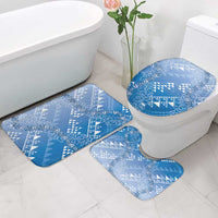 Hawaii Royal Blue Kapa Bathroom Set Vintage 'Ohe Kāpala Motifs Mix Plumeria Leis LT7 - Polynesian Pride