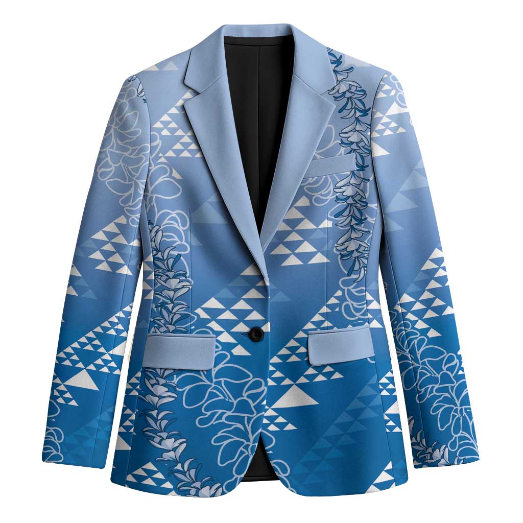 Hawaii Royal Blue Kapa Blazer Vintage 'Ohe Kāpala Motifs Mix Plumeria Leis LT7 Unisex Royal Blue - Polynesian Pride