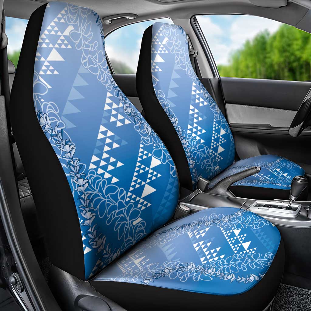 Hawaii Royal Blue Kapa Car Seat Cover Vintage 'Ohe Kāpala Motifs Mix Plumeria Leis LT7 - Polynesian Pride
