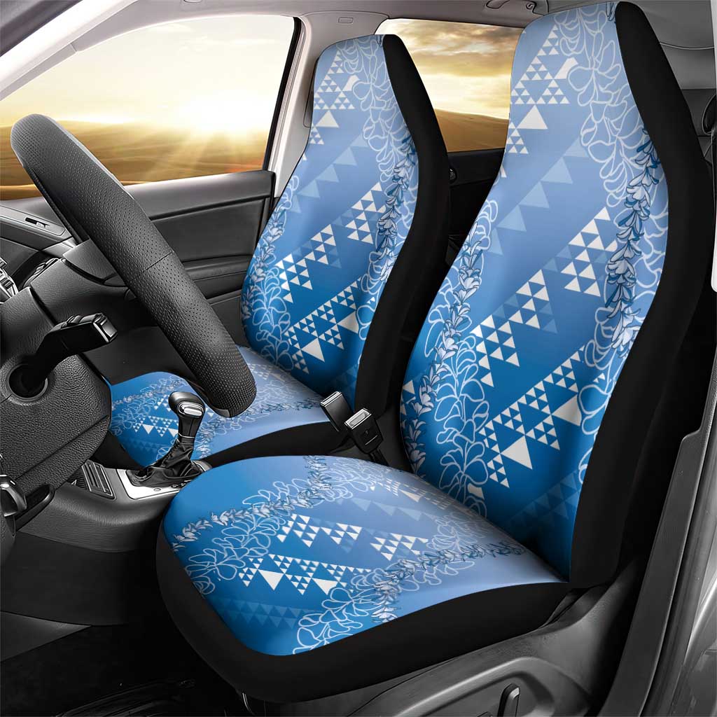 Hawaii Royal Blue Kapa Car Seat Cover Vintage 'Ohe Kāpala Motifs Mix Plumeria Leis LT7 - Polynesian Pride