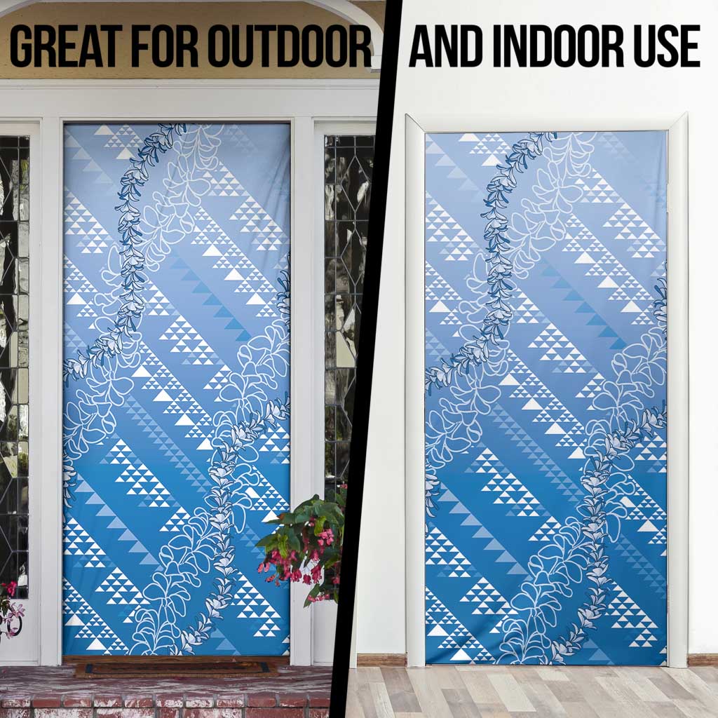 Hawaii Royal Blue Kapa Door Cover Vintage 'Ohe Kāpala Motifs Mix Plumeria Leis LT7 - Polynesian Pride