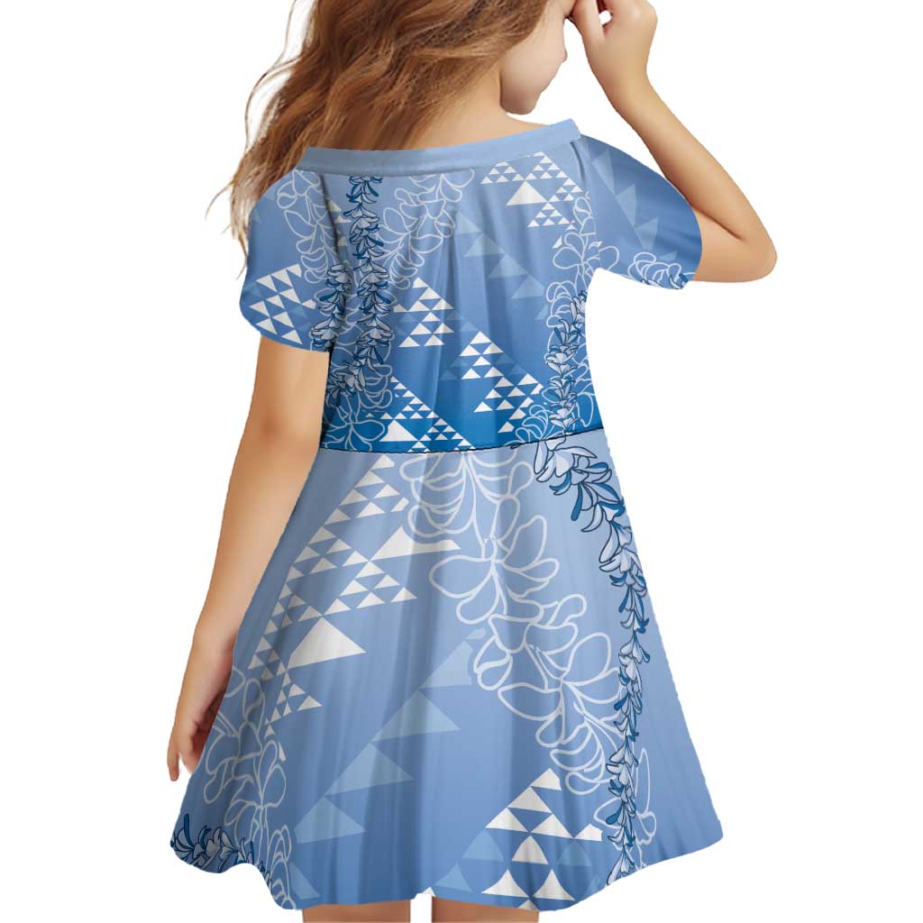 Hawaii Royal Blue Kapa Family Matching Off The Shoulder Long Sleeve Dress and Hawaiian Shirt Vintage 'Ohe Kāpala Motifs Mix Plumeria Leis LT7 - Polynesian Pride