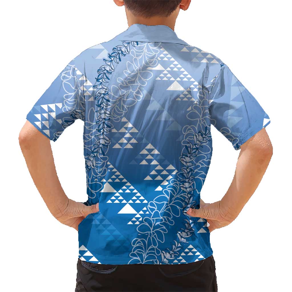 Hawaii Royal Blue Kapa Family Matching Short Sleeve Bodycon Dress and Hawaiian Shirt Vintage 'Ohe Kāpala Motifs Mix Plumeria Leis LT7 - Polynesian Pride