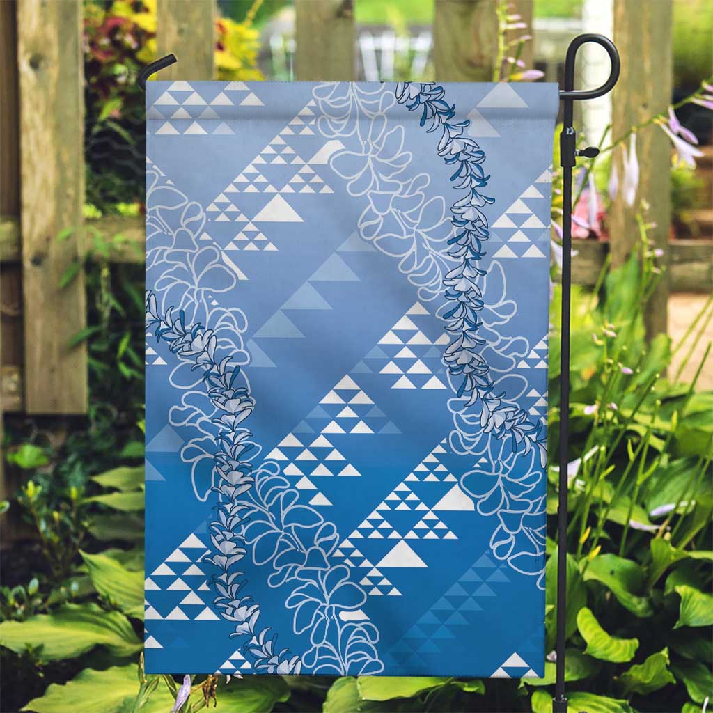 Hawaii Royal Blue Kapa Garden Flag Vintage 'Ohe Kāpala Motifs Mix Plumeria Leis LT7 Garden Flag Royal Blue - Polynesian Pride