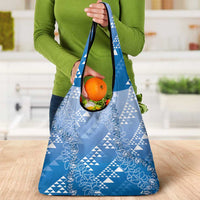Hawaii Royal Blue Kapa Grocery Bag Vintage 'Ohe Kāpala Motifs Mix Plumeria Leis LT7 - Polynesian Pride