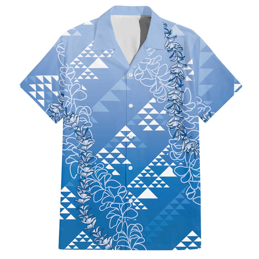 Hawaii Royal Blue Kapa Hawaiian Shirt Vintage 'Ohe Kāpala Motifs Mix Plumeria Leis LT7 Royal Blue - Polynesian Pride