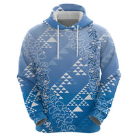 Hawaii Royal Blue Kapa Hoodie Vintage 'Ohe Kāpala Motifs Mix Plumeria Leis LT7 - Polynesian Pride
