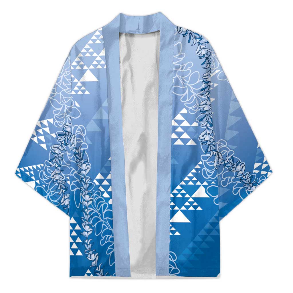 Hawaii Royal Blue Kapa Kimono Vintage 'Ohe Kāpala Motifs Mix Plumeria Leis LT7 Unisex Royal Blue - Polynesian Pride