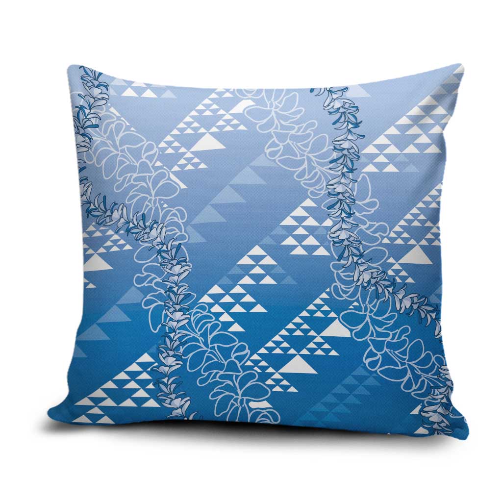 Hawaii Royal Blue Kapa Pillow Cover Vintage 'Ohe Kāpala Motifs Mix Plumeria Leis LT7 Royal Blue - Polynesian Pride