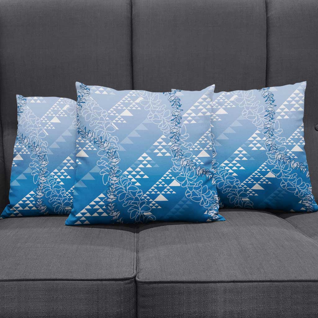 Hawaii Royal Blue Kapa Pillow Cover Vintage 'Ohe Kāpala Motifs Mix Plumeria Leis LT7 - Polynesian Pride