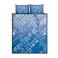 Hawaii Royal Blue Kapa Quilt Bed Set Vintage 'Ohe Kāpala Motifs Mix Plumeria Leis LT7 - Polynesian Pride