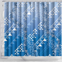 Hawaii Royal Blue Kapa Shower Curtain Vintage 'Ohe Kāpala Motifs Mix Plumeria Leis LT7 - Polynesian Pride