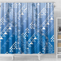 Hawaii Royal Blue Kapa Shower Curtain Vintage 'Ohe Kāpala Motifs Mix Plumeria Leis LT7 - Polynesian Pride