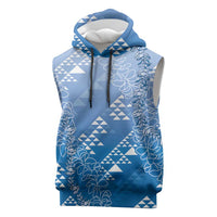 Hawaii Royal Blue Kapa Sleeveless Hoodie Vintage 'Ohe Kāpala Motifs Mix Plumeria Leis LT7 Royal Blue - Polynesian Pride
