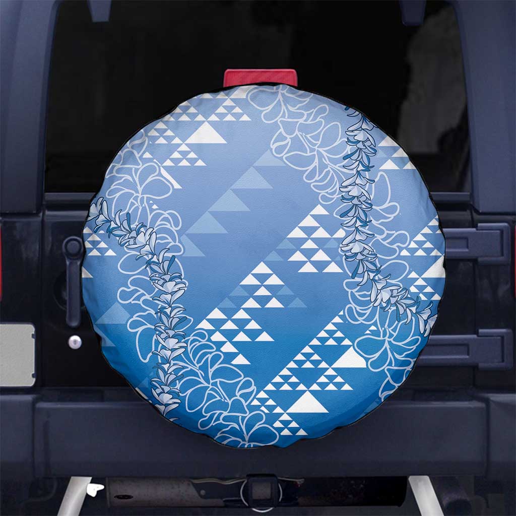 Hawaii Royal Blue Kapa Spare Tire Cover Vintage 'Ohe Kāpala Motifs Mix Plumeria Leis LT7 No hole Royal Blue - Polynesian Pride