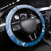 Hawaii Royal Blue Kapa Steering Wheel Cover Vintage 'Ohe Kāpala Motifs Mix Plumeria Leis LT7 Universal Fit Royal Blue - Polynesian Pride