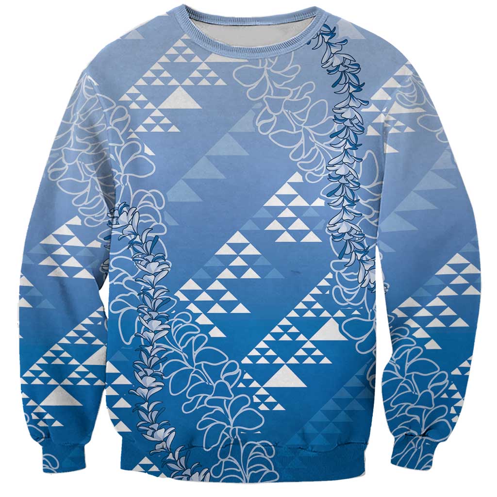 Hawaii Royal Blue Kapa Sweatshirt Vintage 'Ohe Kāpala Motifs Mix Plumeria Leis LT7 Unisex Royal Blue - Polynesian Pride