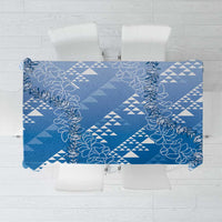 Hawaii Royal Blue Kapa Tablecloth Vintage 'Ohe Kāpala Motifs Mix Plumeria Leis