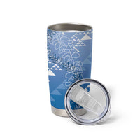 Hawaii Royal Blue Kapa Tumbler Cup Vintage 'Ohe Kāpala Motifs Mix Plumeria Leis LT7 - Polynesian Pride
